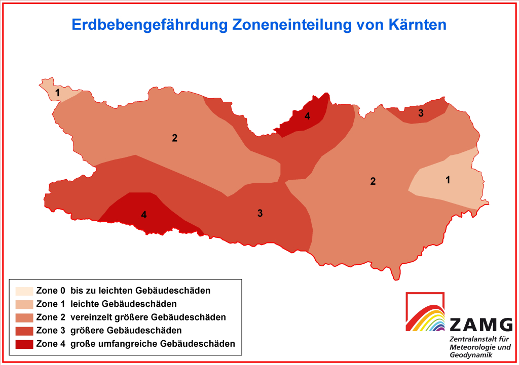 Erdbeben Karte Kärnten ©Geosphere Austria (ZAMG)