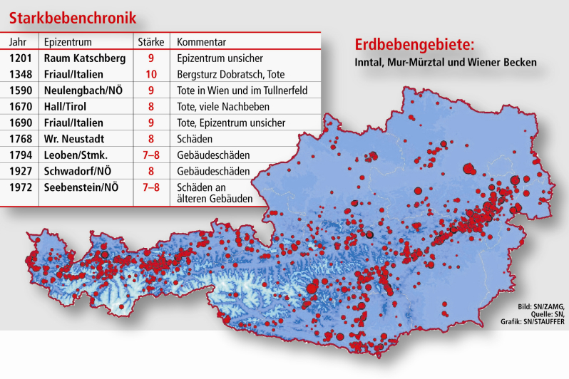 Erdbebenkarte Österreich ©ZAMG